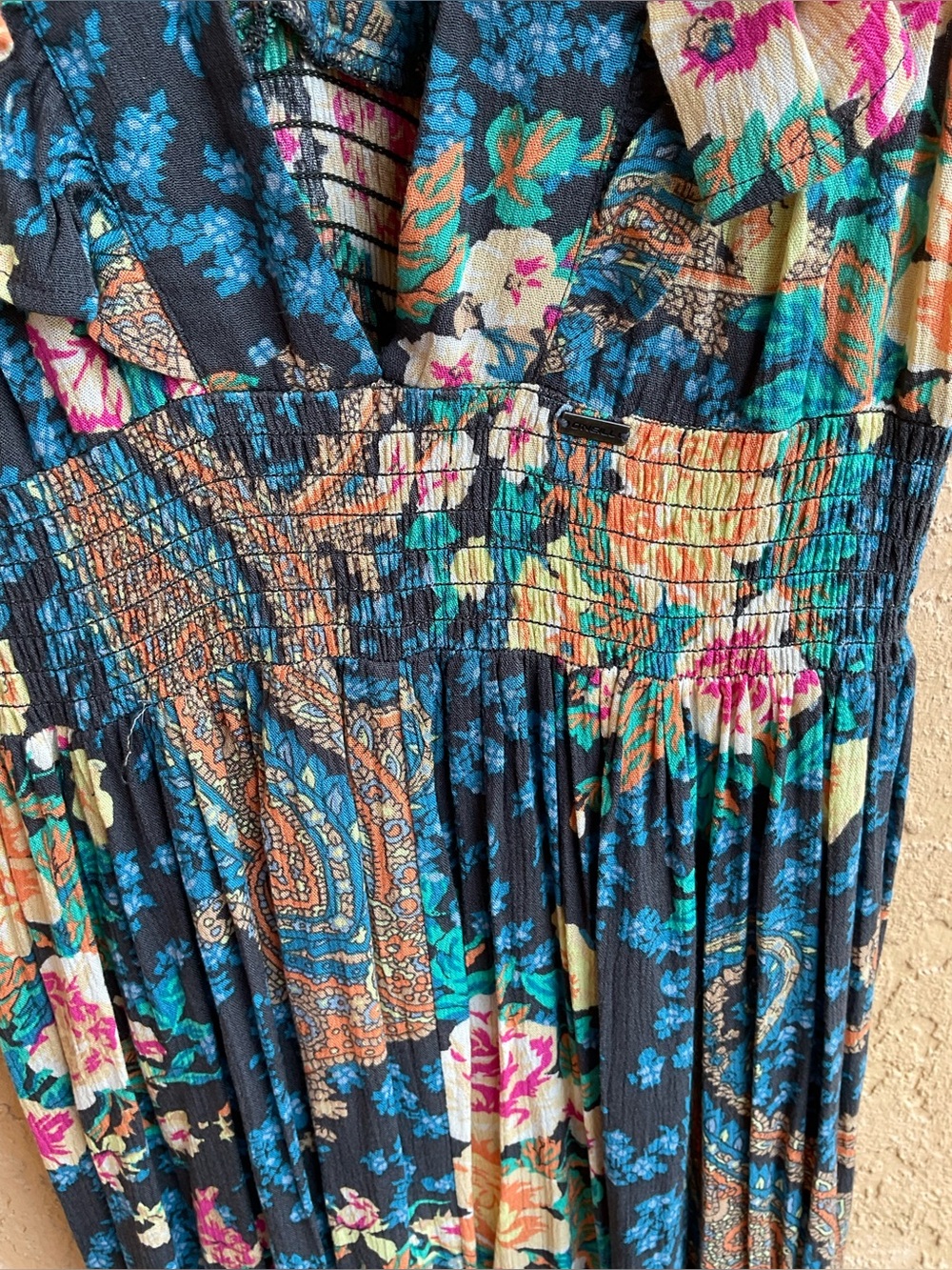 O'NEILL Rose Floral Paisley NOLEE Plunge Open Back Maxi  Boho Dress MEDIUM - Picture 14 of 16